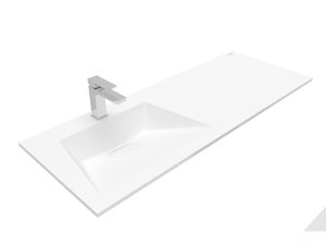 Lavabo integrado con cuba a la derecha