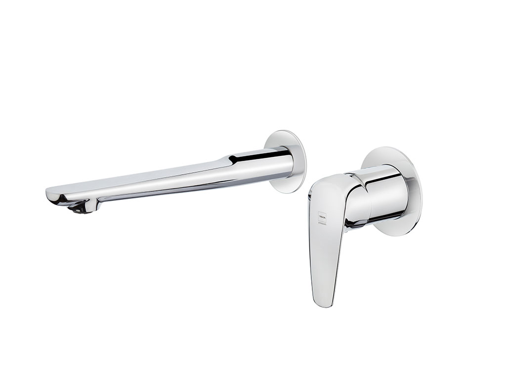 Wall-mounted washbasin mixer